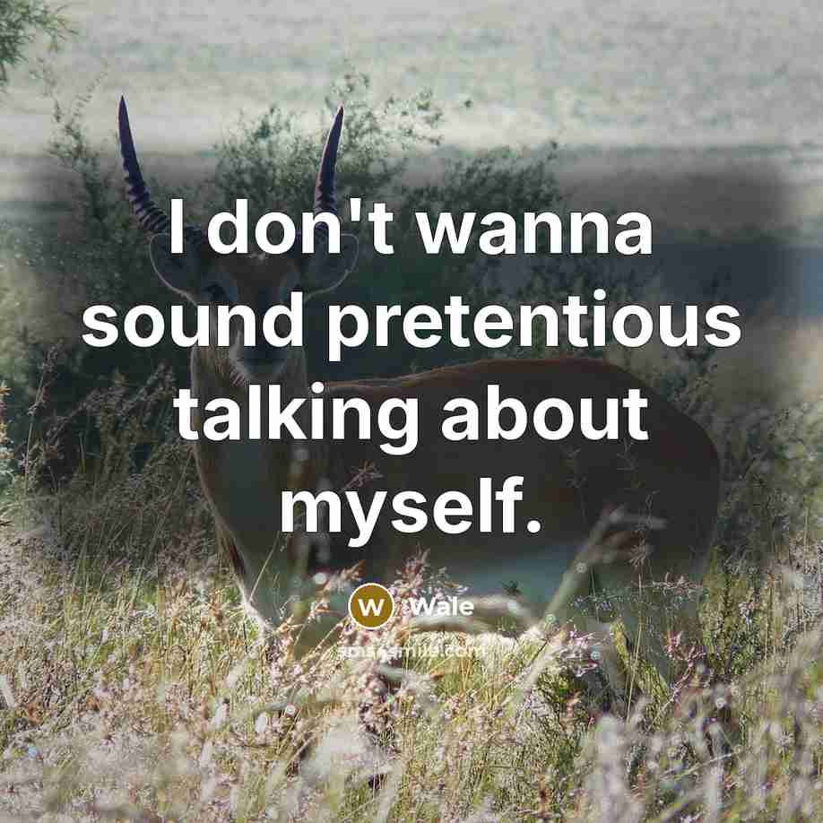 “I don't wanna sound pretentious talking about myself.” quote by Wale