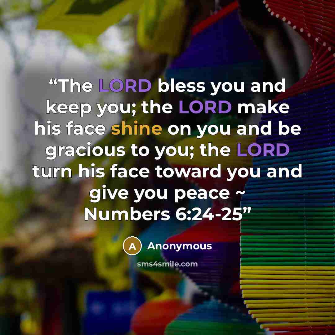 “The LORD bless you and keep you; the LORD make his face shine on you and be gracious to you; the LORD turn his face toward you and give you peace ~ Numbers 6:24-25” quote by Anonymous