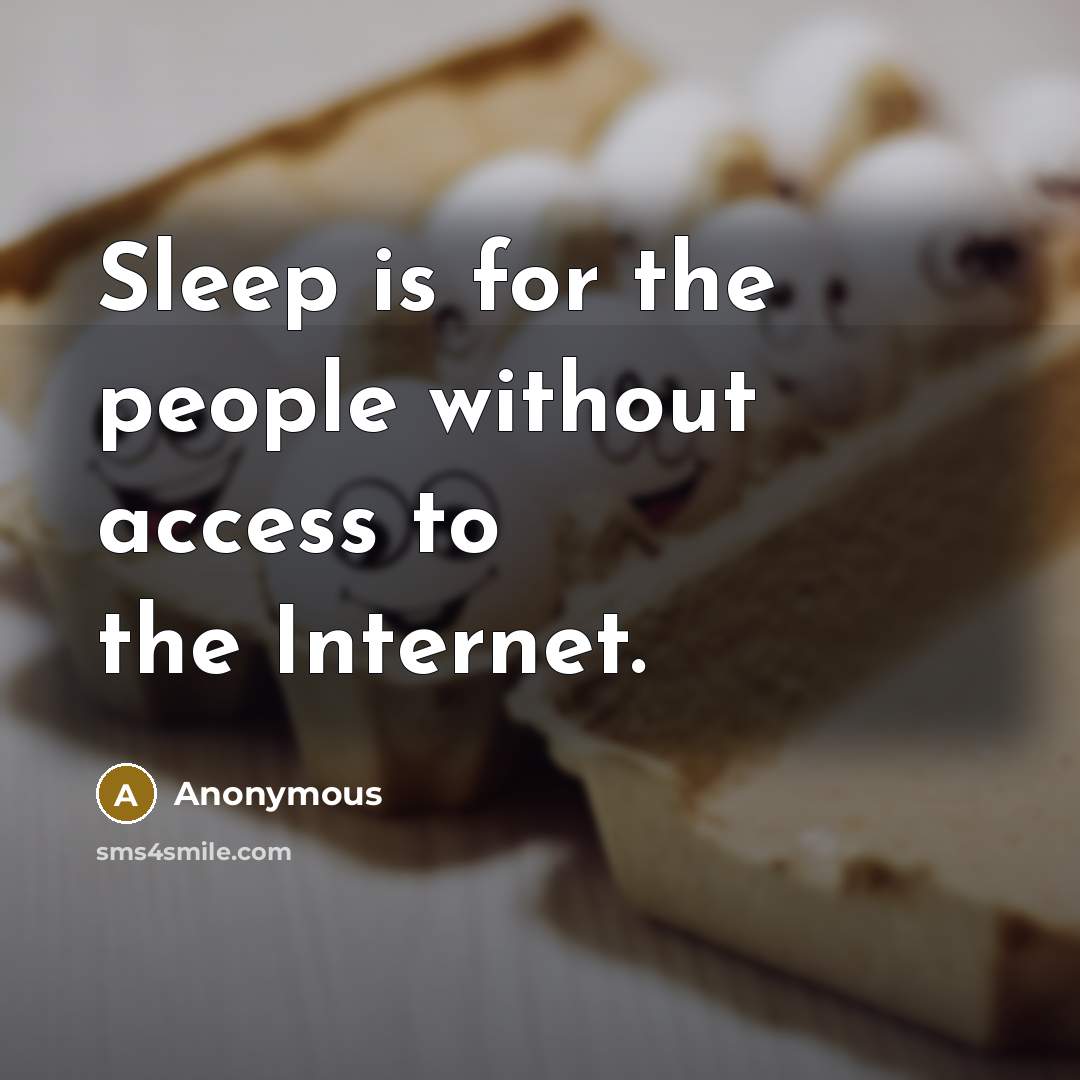 “Sleep is for the people without access to the Internet.” quote by Anonymous