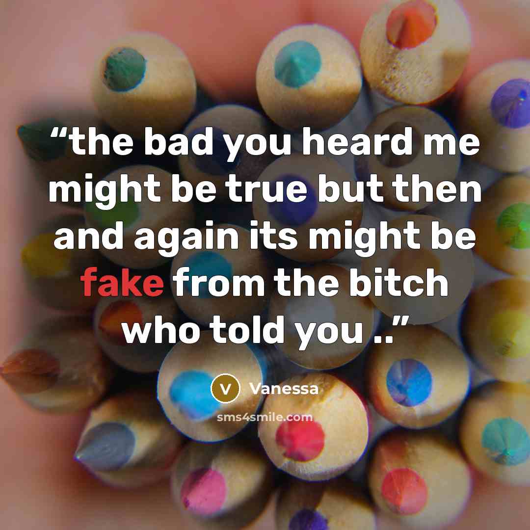 “the bad you heard me might be true but then and again its might be fake from the bitch who told you ..” quote by vanessa