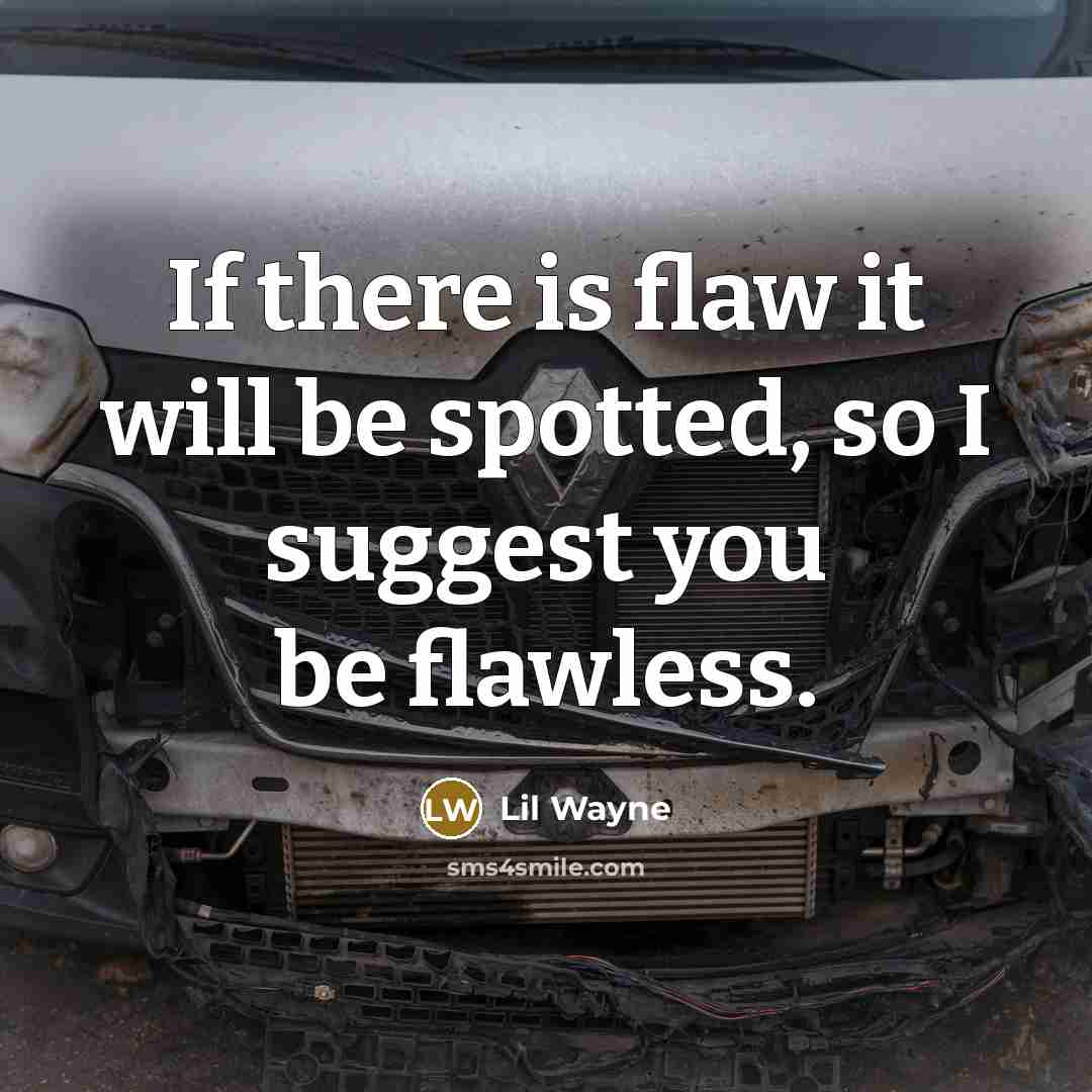 “If there is flaw it will be spotted, so I suggest you be flawless.” quote by Lil Wayne