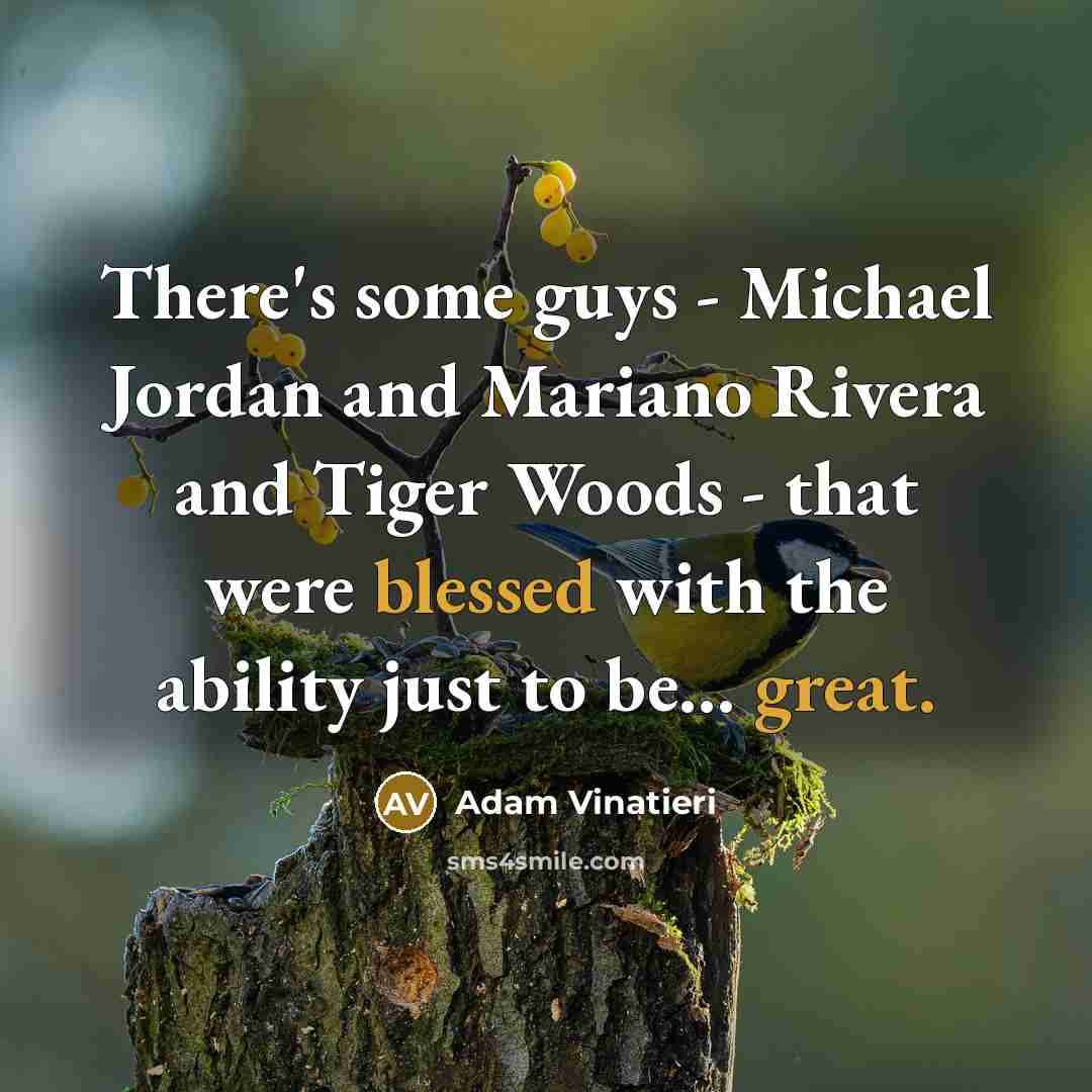 “There's some guys - Michael Jordan and Mariano Rivera and Tiger Woods - that were blessed with the ability just to be... great.” quote by Adam Vinatieri