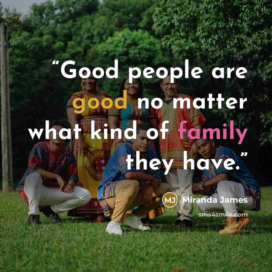 “Good people are good no matter what kind of family they have.” quote by Miranda James
