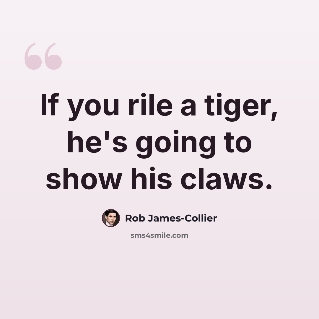“If you rile a tiger, he's going to show his claws.” quote by Rob James-Collier