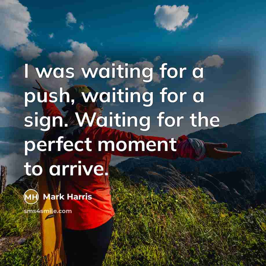 “I was waiting for a push, waiting for a sign. Waiting for the perfect moment to arrive.” quote by Mark Harris