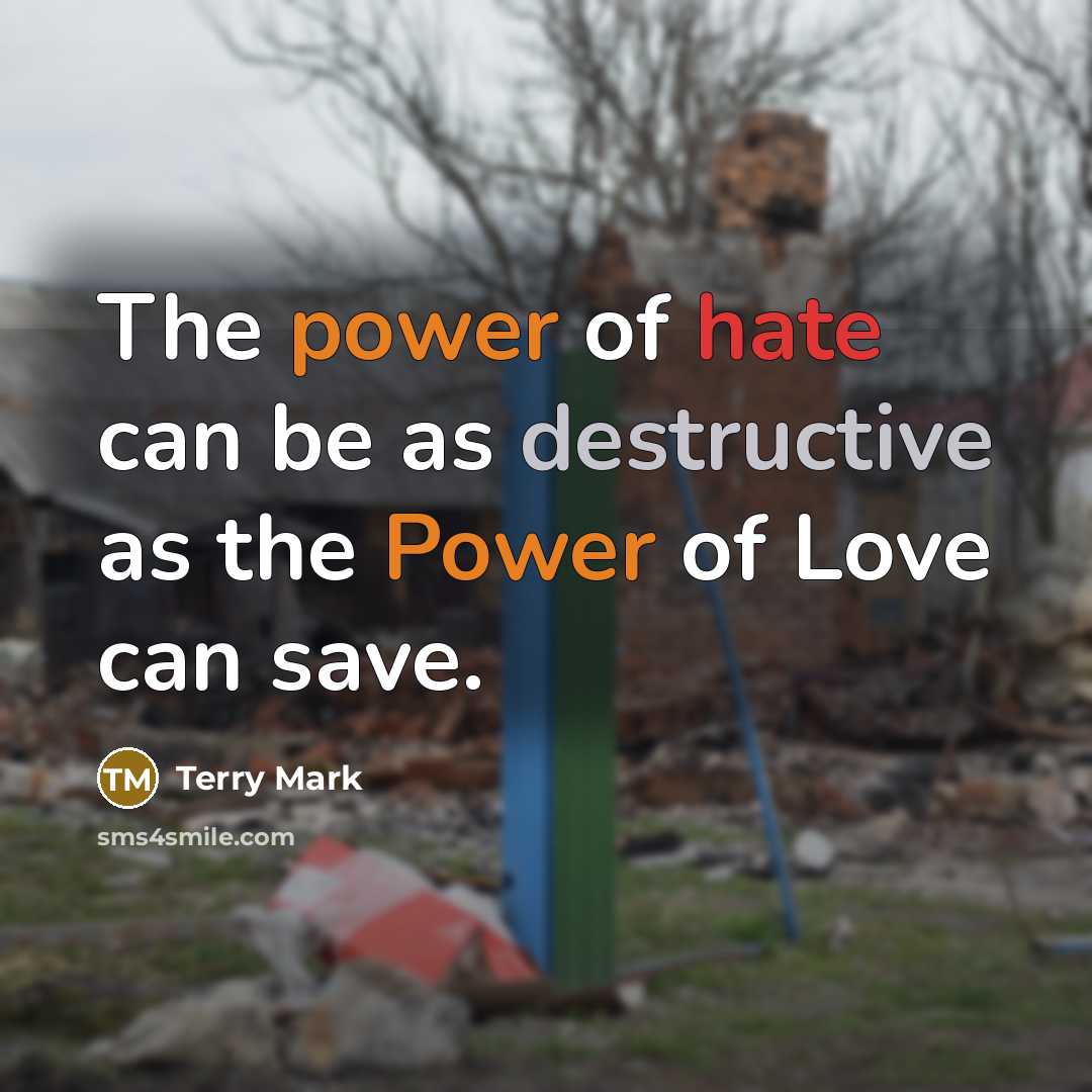“The power of hate can be as destructive as the Power of Love can save.” quote by Terry Mark