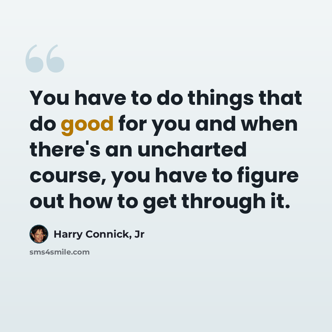 “You have to do things that do good for you and when there's an uncharted course, you have to figure out how to get through it.” quote by Harry Connick, Jr