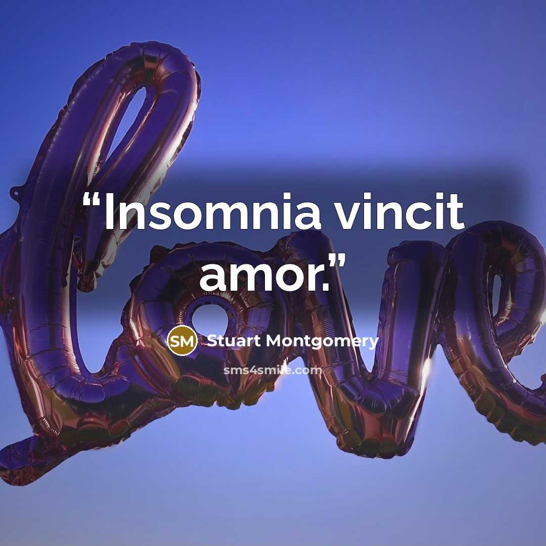 “Insomnia vincit amor.” quote by Stuart Montgomery