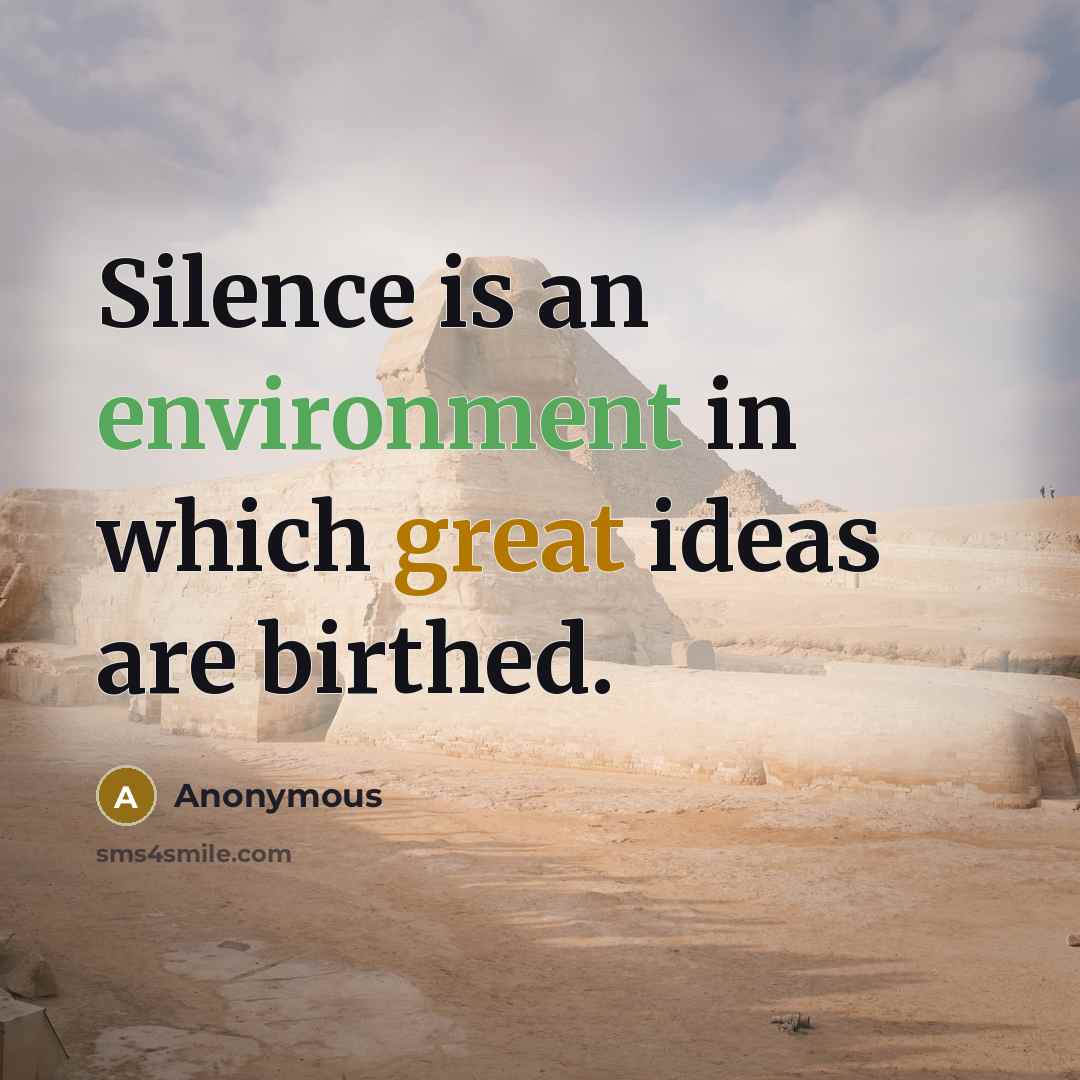 “Silence is an environment in which great ideas are birthed.” quote by Anonymous