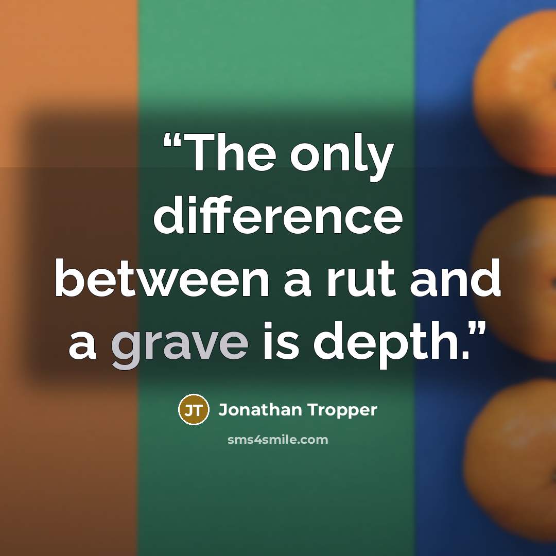 “The only difference between a rut and a grave is depth.” quote by Jonathan Tropper