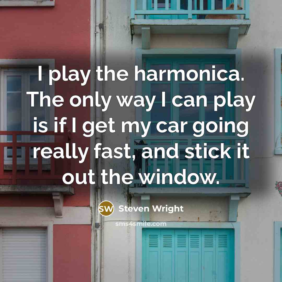 “I play the harmonica. The only way I can play is if I get my car going really fast, and stick it out the window.” quote by Steven Wright