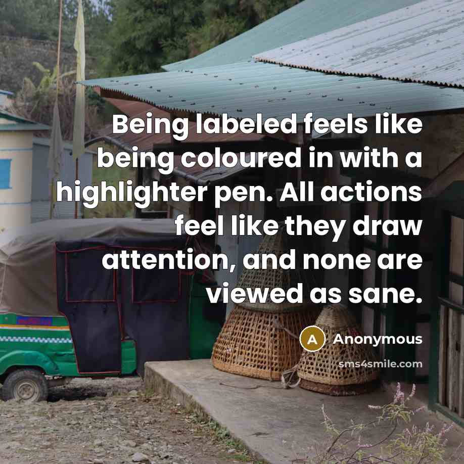 “Being labeled feels like being coloured in with a highlighter pen. All actions feel like they draw attention, and none are viewed as sane.” quote by Anonymous