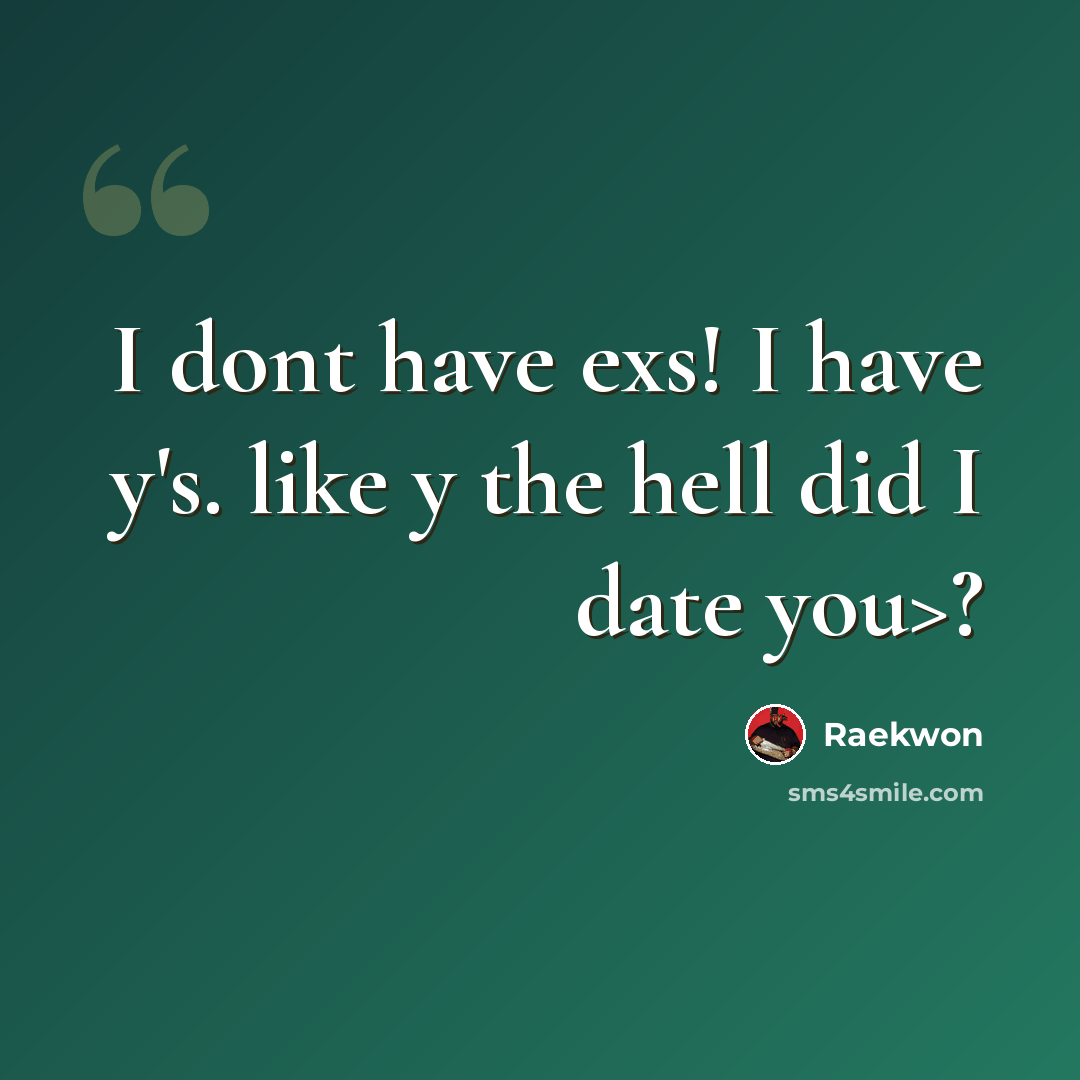 “I dont have exs! I have y's. like y the hell did I date you>?” quote by Raekwon
