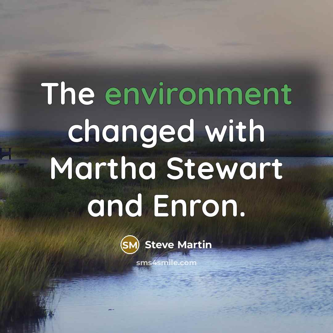 “The environment changed with Martha Stewart and Enron.” quote by Steve Martin