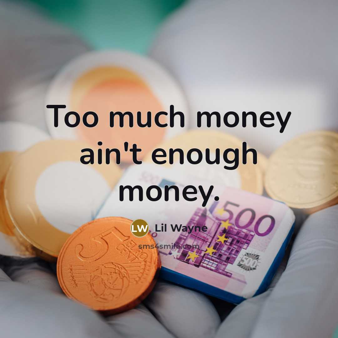 “Too much money ain't enough money.” quote by Lil Wayne