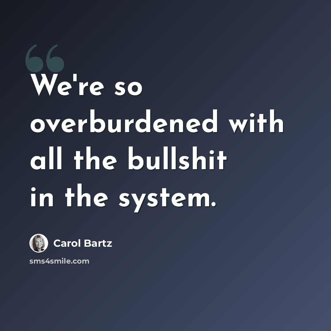 “We're so overburdened with all the bullshit in the system.” quote by Carol Bartz