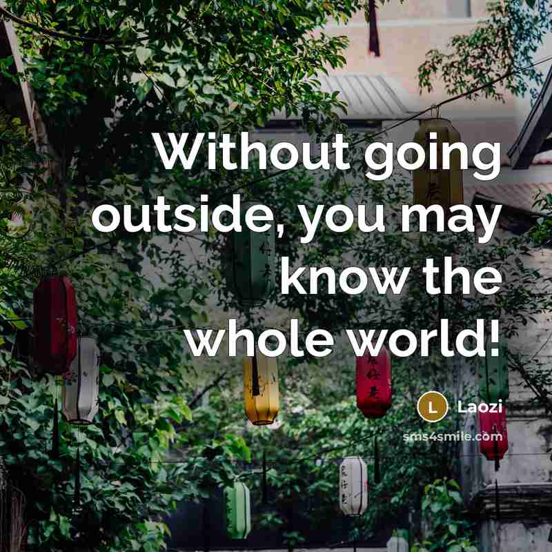 “Without going outside, you may know the whole world!” quote by Laozi