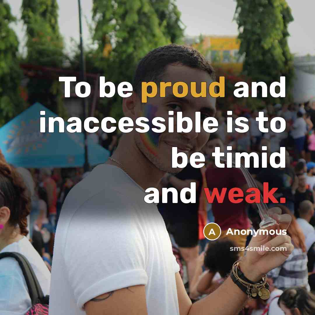 “To be proud and inaccessible is to be timid and weak.” quote by Anonymous