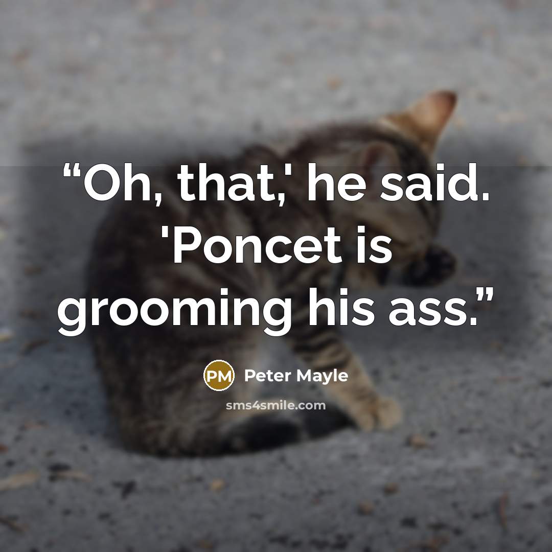 “Oh, that,' he said. 'Poncet is grooming his ass.” quote by Peter Mayle