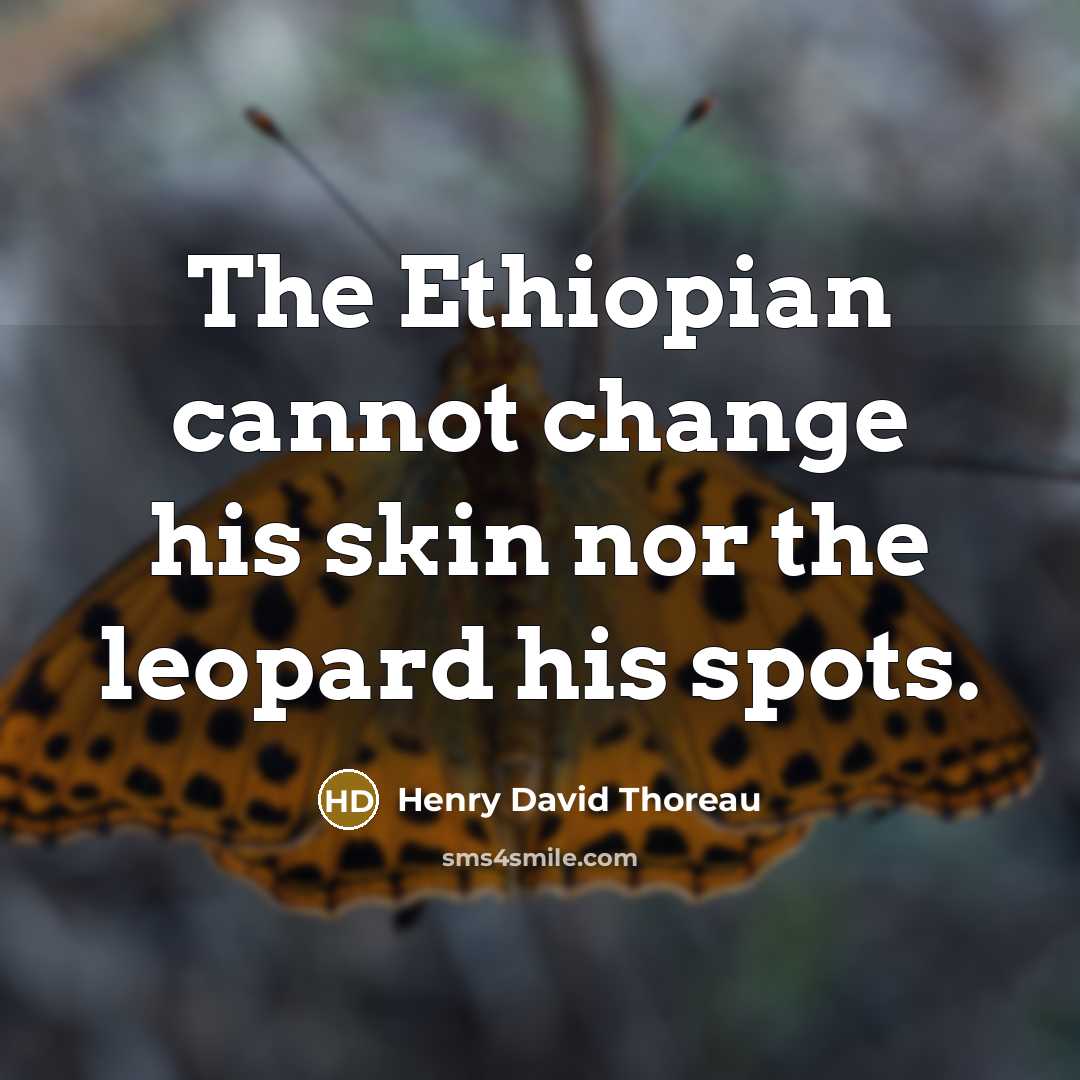 “The Ethiopian cannot change his skin nor the leopard his spots.” quote by Henry David Thoreau