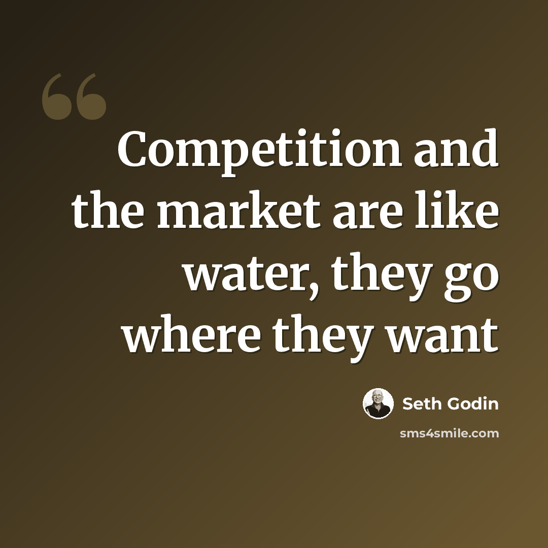 “Competition and the market are like water, they go where they want” quote by Seth Godin