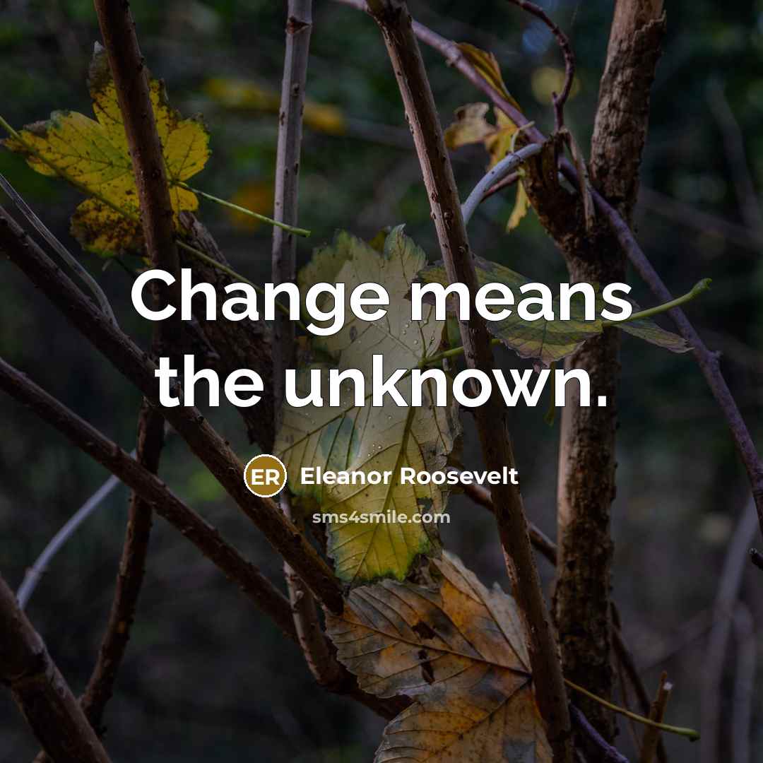 “Change means the unknown.” quote by Eleanor Roosevelt
