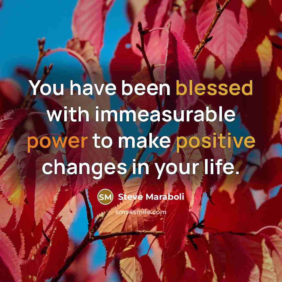 “You have been blessed with immeasurable power to make positive changes in your life.” quote by Steve Maraboli