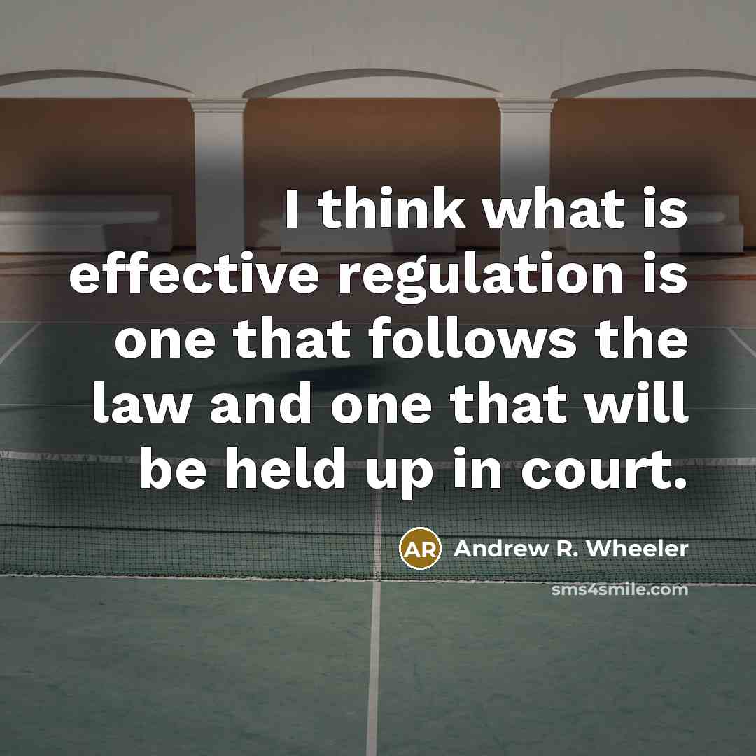 “I think what is effective regulation is one that follows the law and one that will be held up in court.” quote by Andrew R. Wheeler