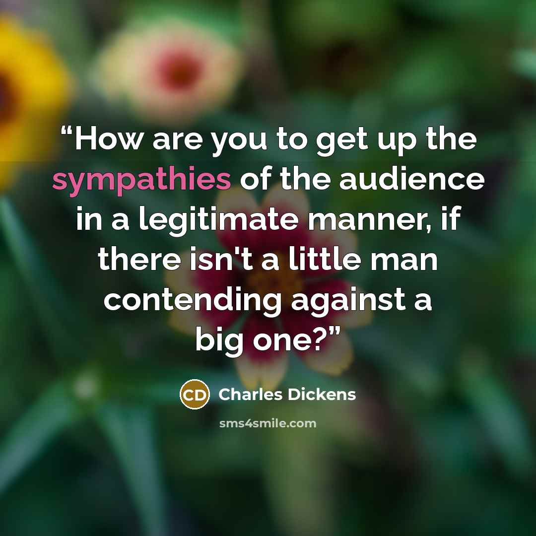 “How are you to get up the sympathies of the audience in a legitimate manner, if there isn't a little man contending against a big one?” quote by Charles Dickens
