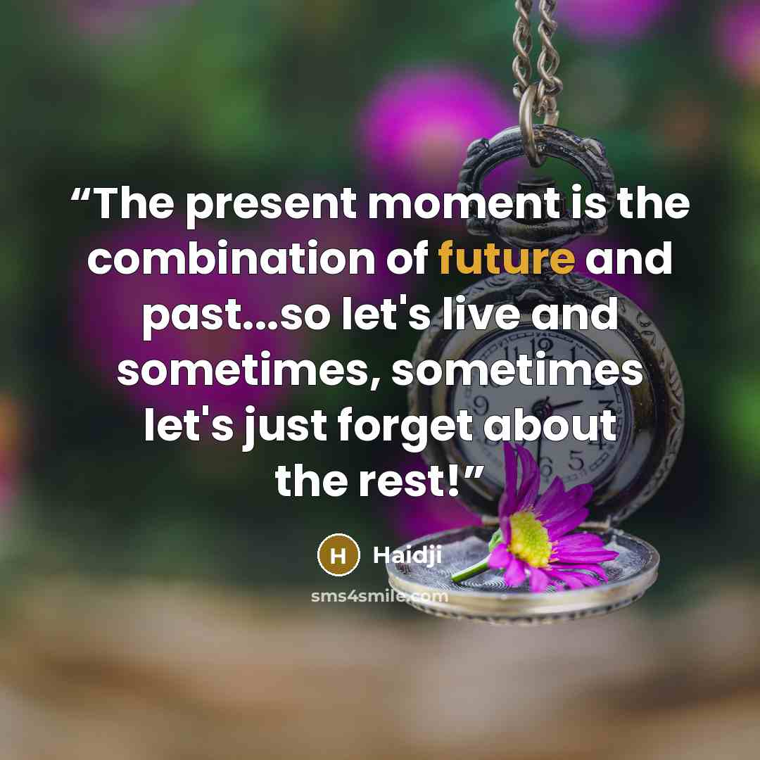 “The present moment is the combination of future and past...so let's live and sometimes, sometimes let's just forget about the rest!” quote by Haidji