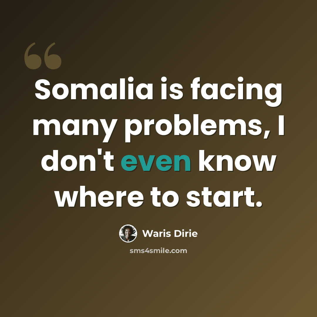 “Somalia is facing many problems, I don't even know where to start.” quote by Waris Dirie