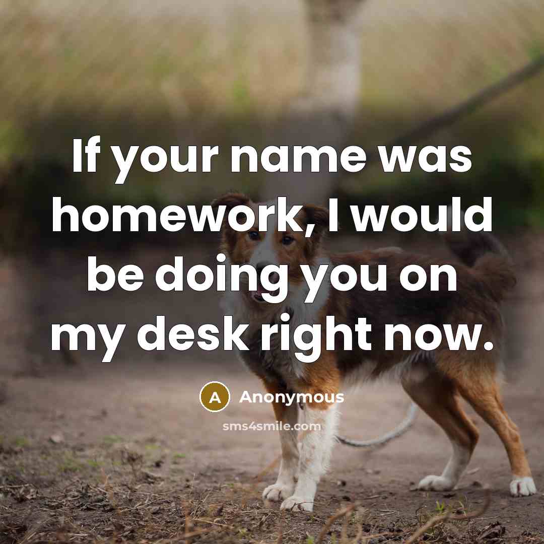 “If your name was homework, I would be doing you on my desk right now.” quote by Anonymous