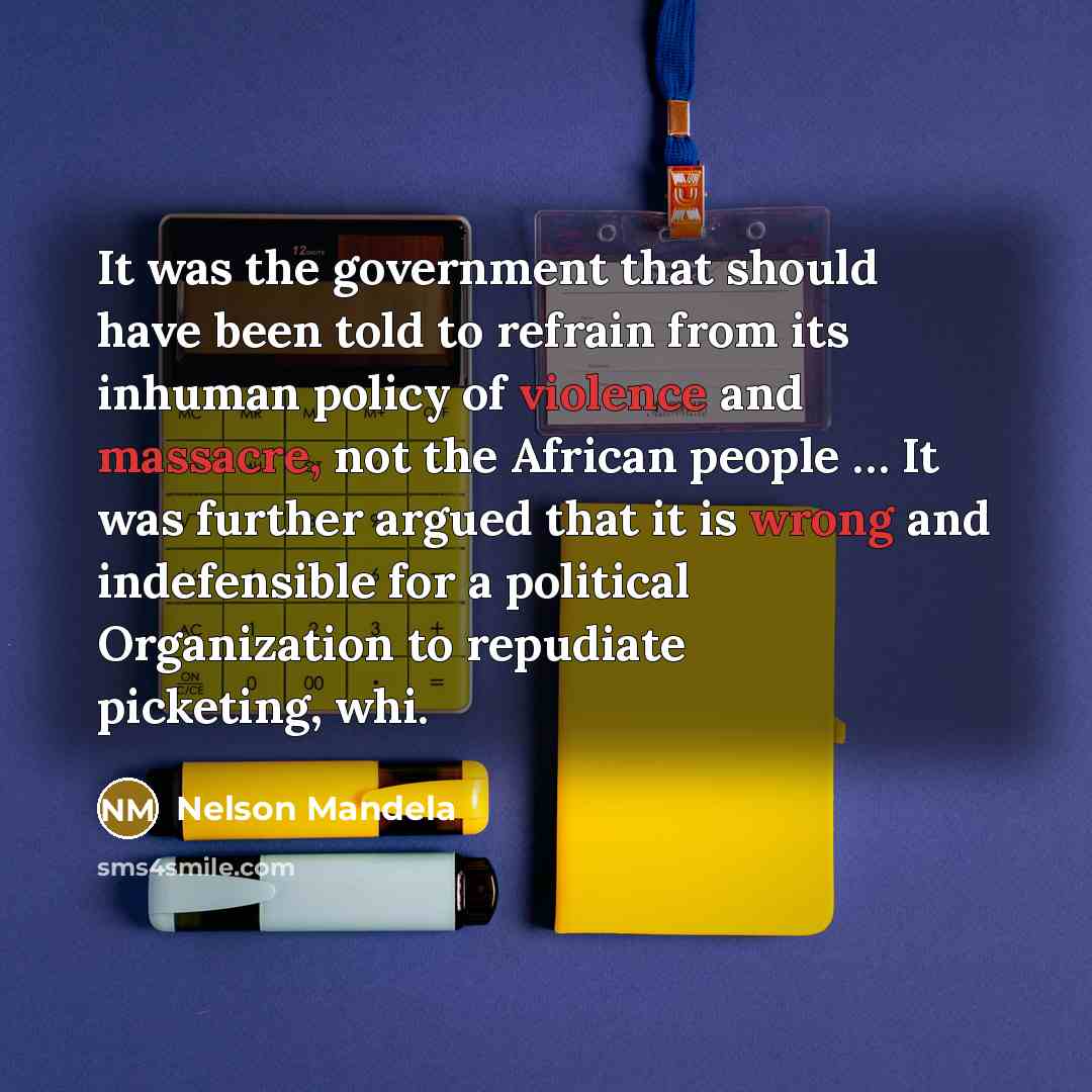 “It was the government that should have been told to refrain from its inhuman policy of violence and massacre, not the African people … It was further argued that it is wrong and indefensible for a political Organization to repudiate picketing, whi.” quote by Nelson Mandela