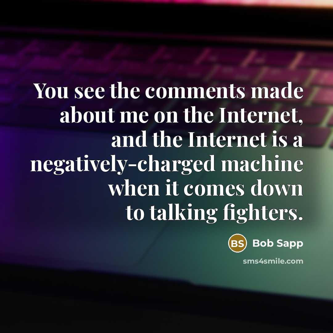 “You see the comments made about me on the Internet, and the Internet is a negatively-charged machine when it comes down to talking fighters.” quote by Bob Sapp