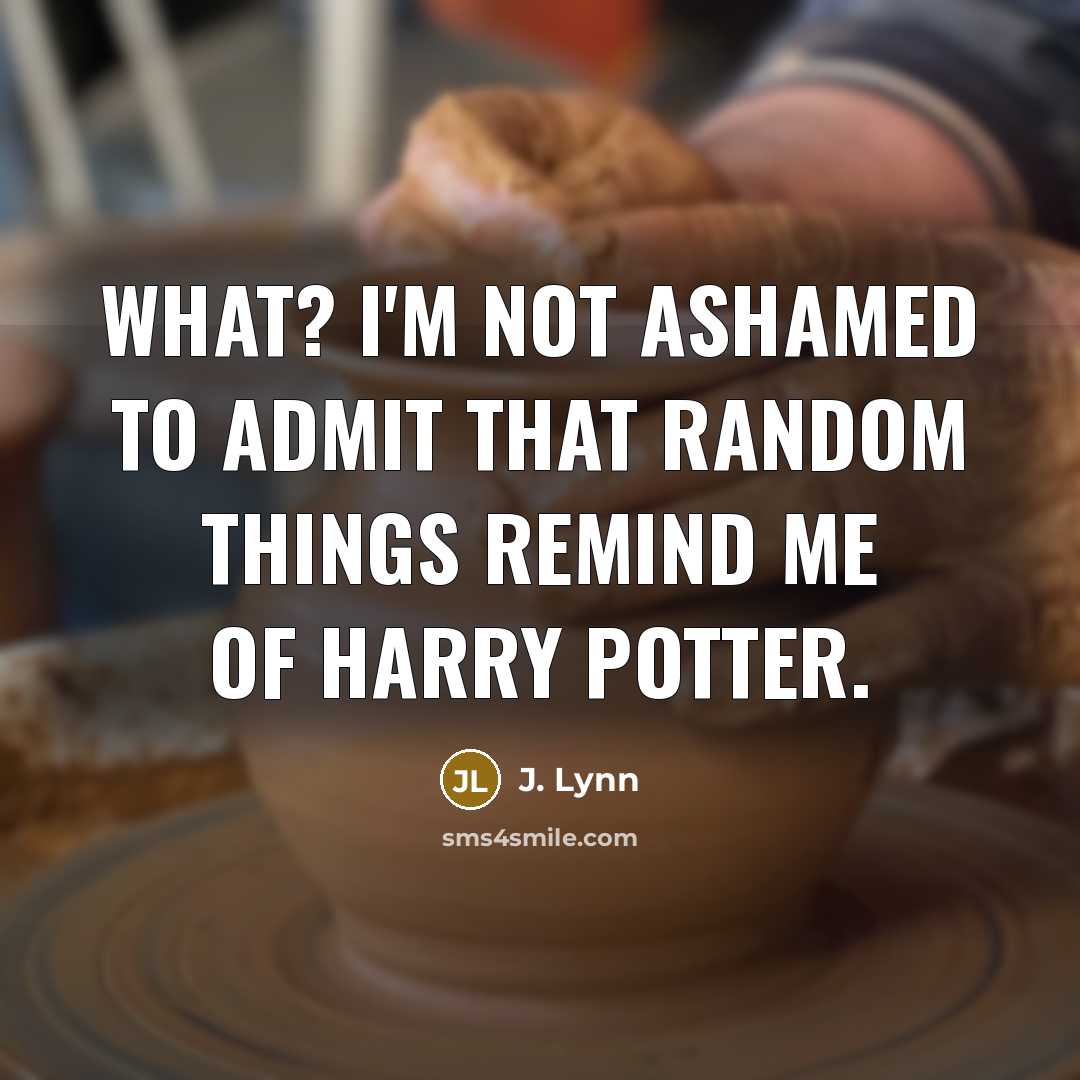 “What? I'm not ashamed to admit that random things remind me of Harry Potter.” quote by J. Lynn