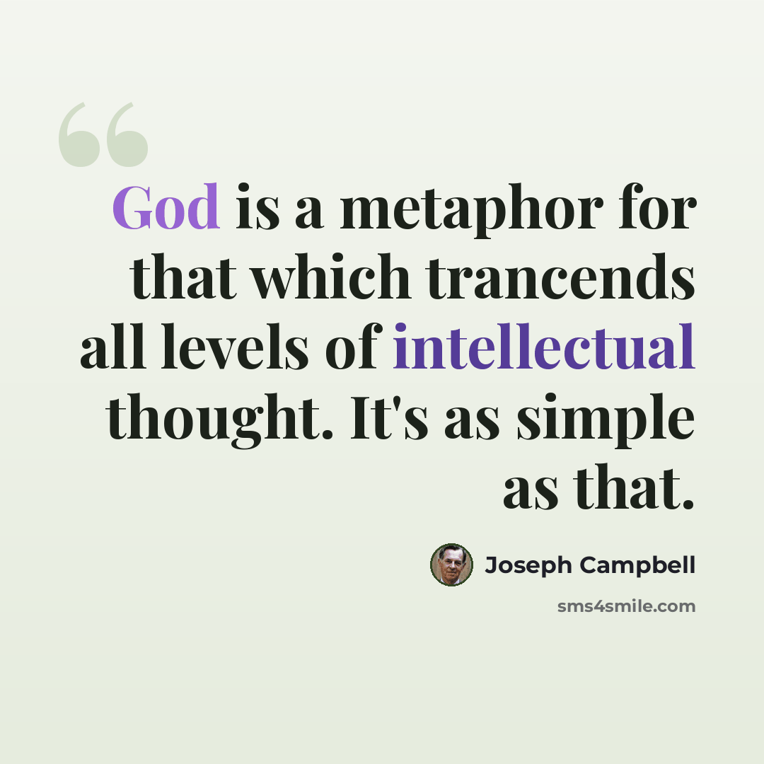 “God is a metaphor for that which trancends all levels of intellectual thought. It's as simple as that.” quote by Joseph Campbell