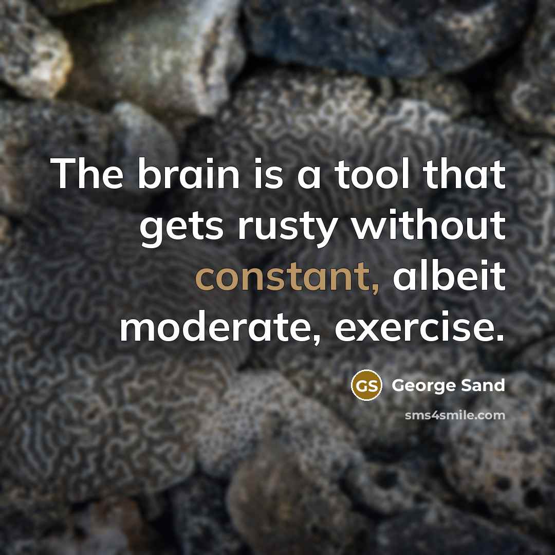 “The brain is a tool that gets rusty without constant, albeit moderate, exercise.” quote by George Sand