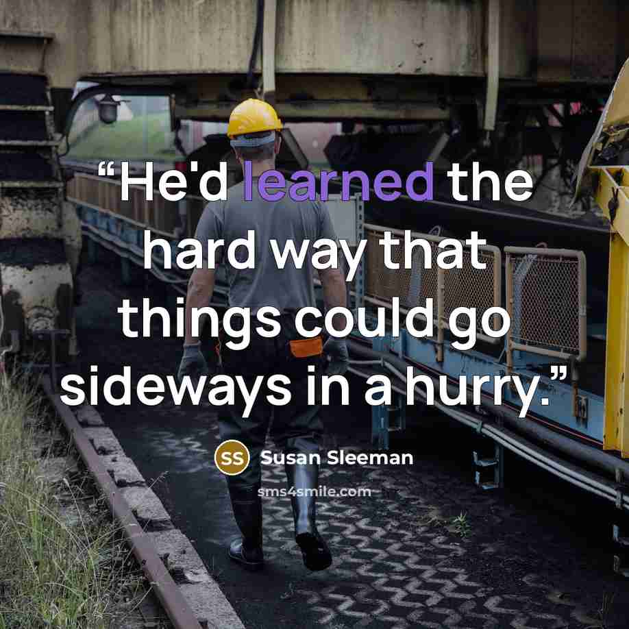 “He'd learned the hard way that things could go sideways in a hurry.” quote by Susan Sleeman