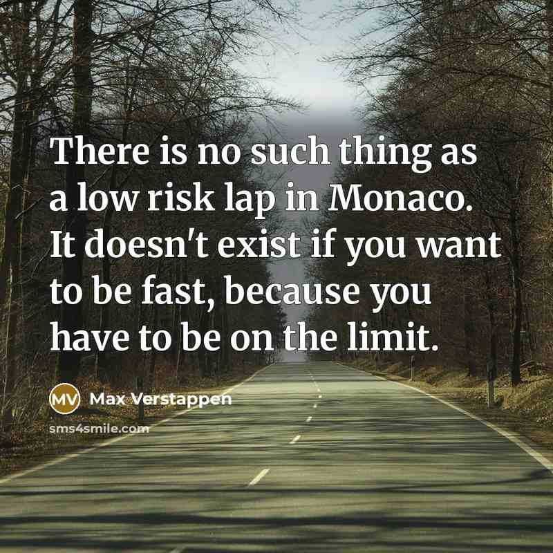 “There is no such thing as a low risk lap in Monaco. It doesn't exist if you want to be fast, because you have to be on the limit.” quote by Max Verstappen