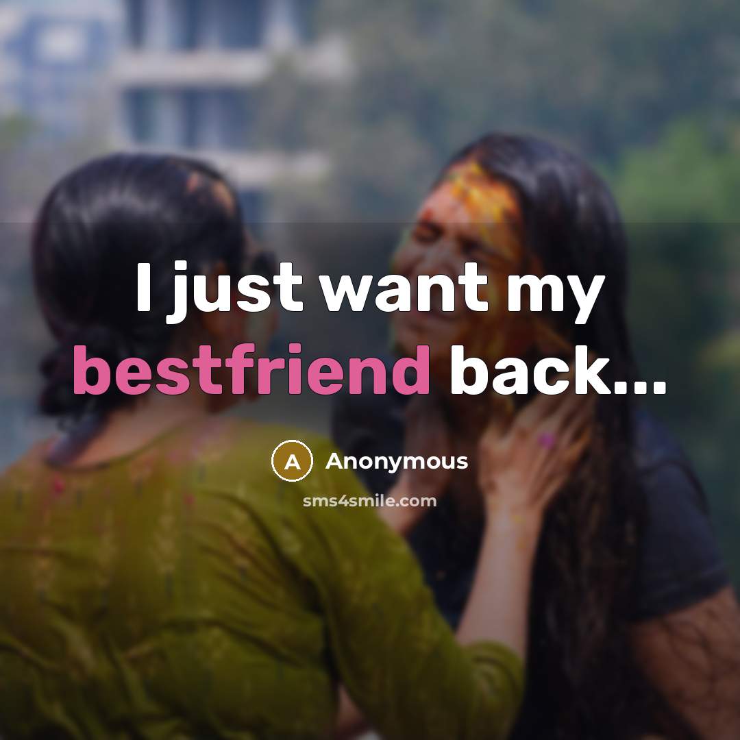 “I just want my bestfriend back...” quote by Anonymous