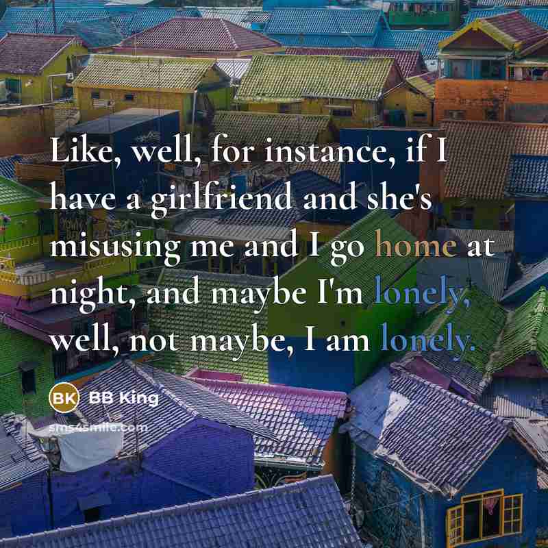 “Like, well, for instance, if I have a girlfriend and she's misusing me and I go home at night, and maybe I'm lonely, well, not maybe, I am lonely.” quote by BB King