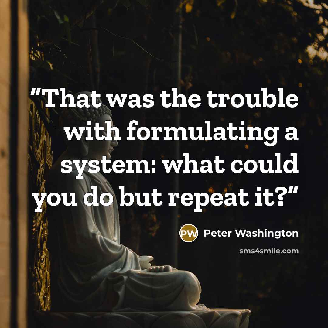 “That was the trouble with formulating a system: what could you do but repeat it?” quote by Peter Washington