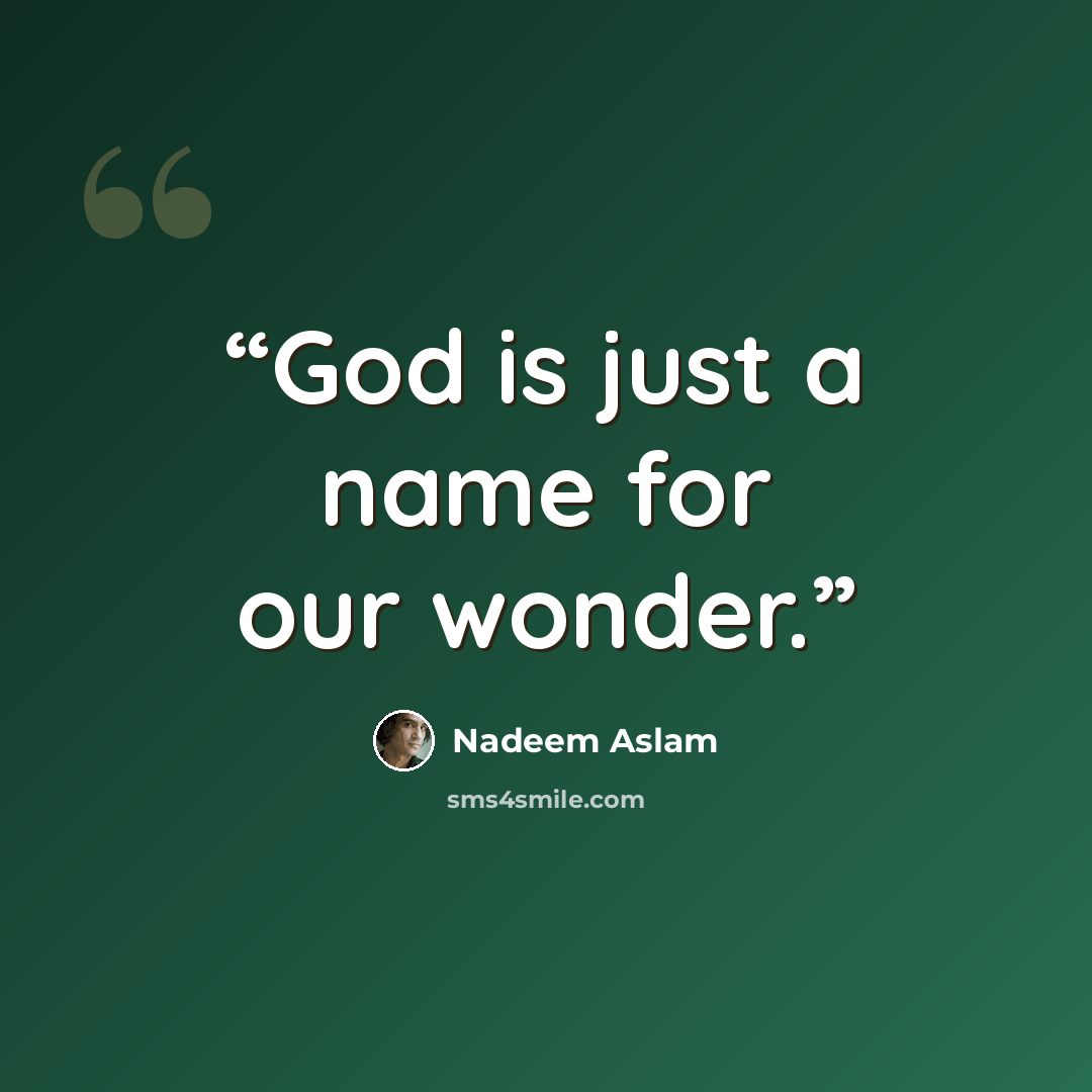 “God is just a name for our wonder.” quote by Nadeem Aslam