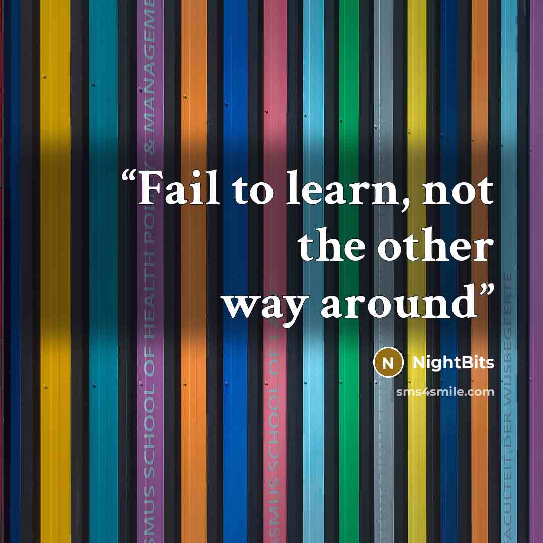 “Fail to learn, not the other way around” quote by NightBits