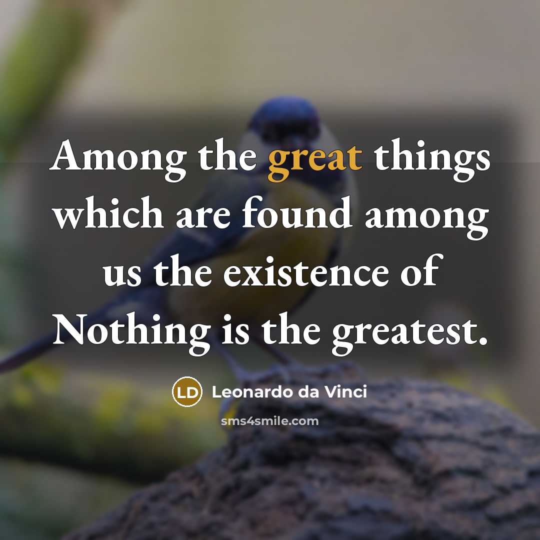 “Among the great things which are found among us the existence of Nothing is the greatest.” quote by Leonardo da Vinci