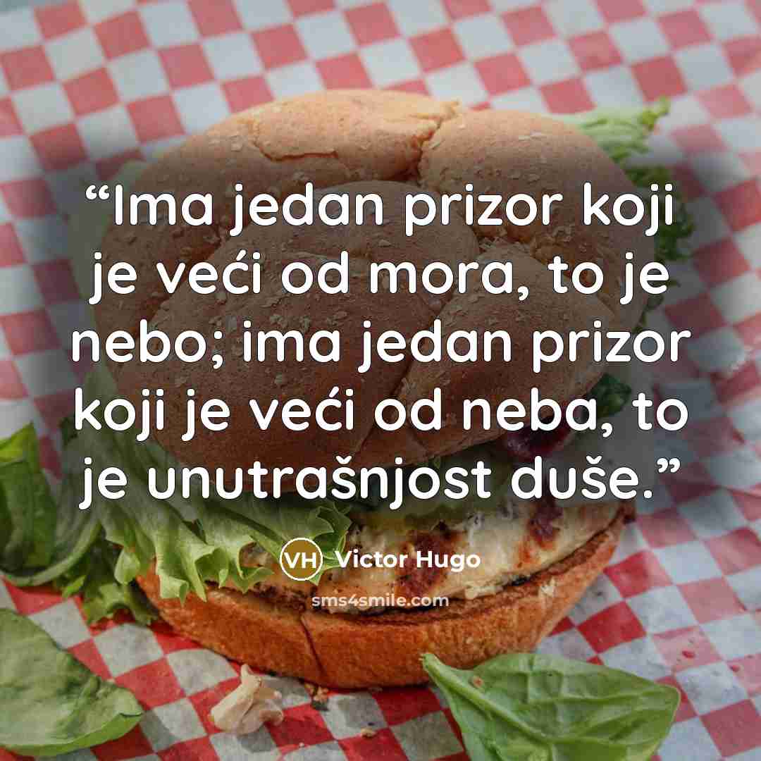 “Ima jedan prizor koji je veći od mora, to je nebo; ima jedan prizor koji je veći od neba, to je unutrašnjost duše.” quote by Victor Hugo