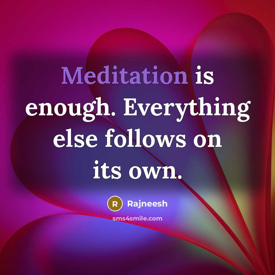 “Meditation is enough. Everything else follows on its own.” quote by Rajneesh