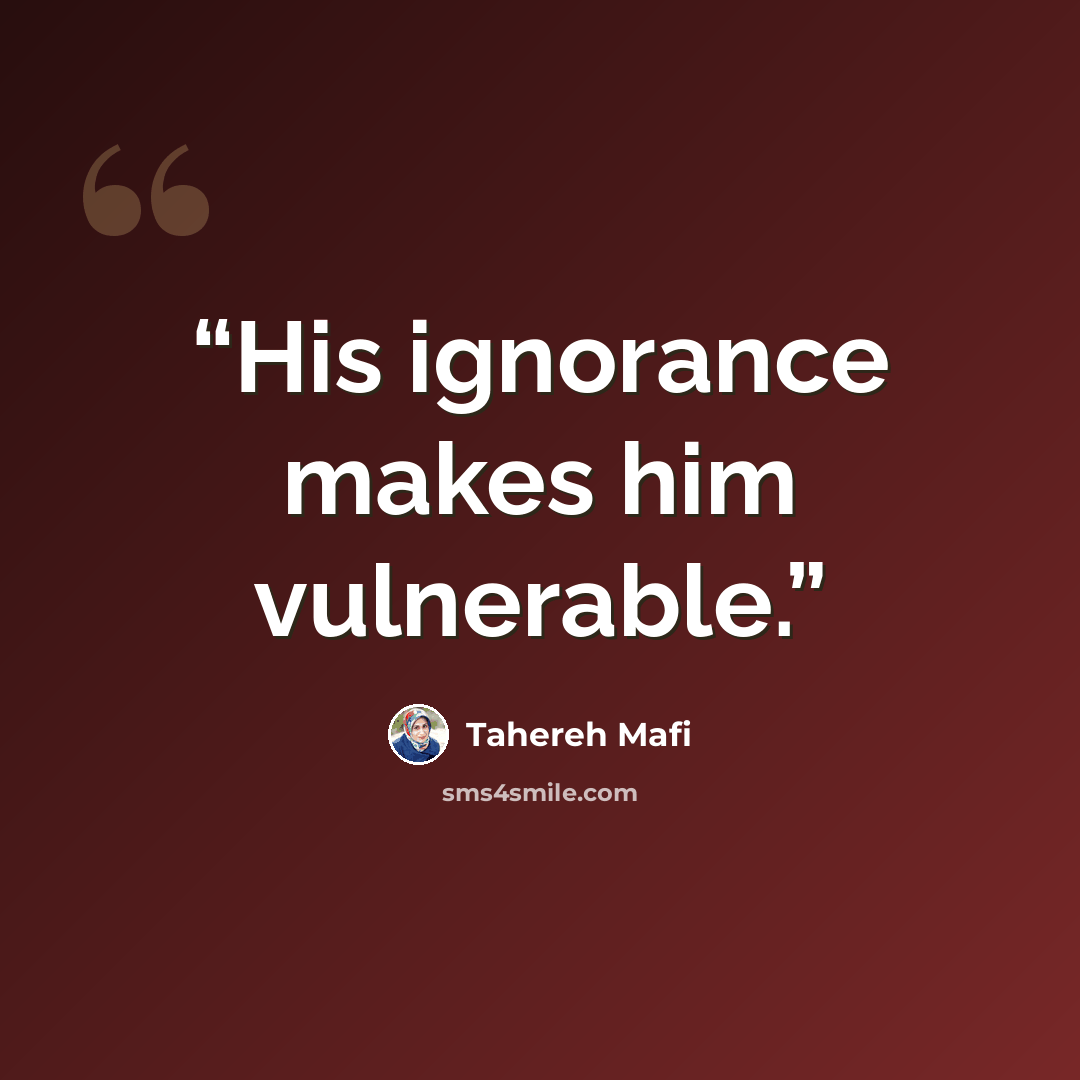 “His ignorance makes him vulnerable.” quote by Tahereh Mafi