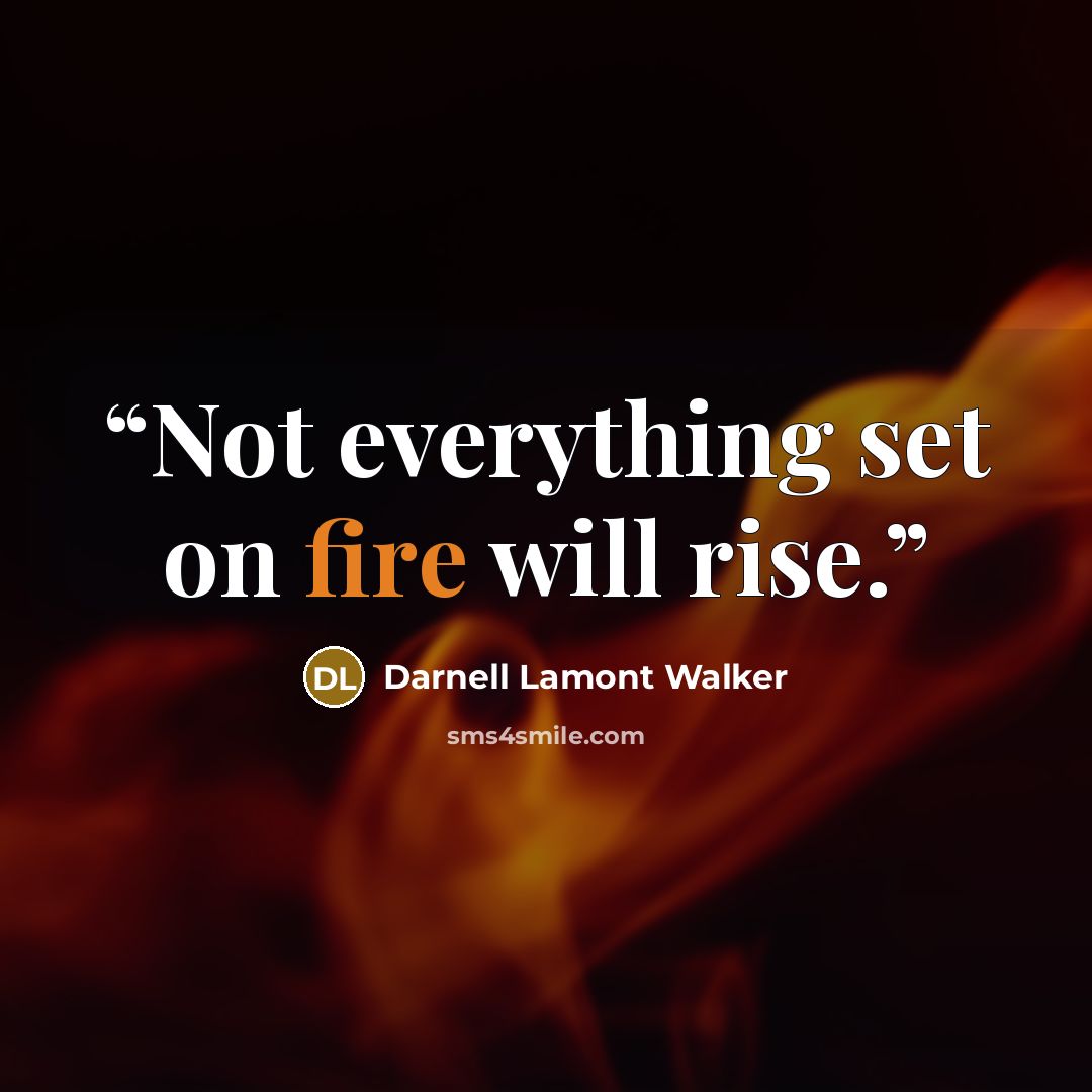 “Not everything set on fire will rise.” quote by Darnell Lamont Walker