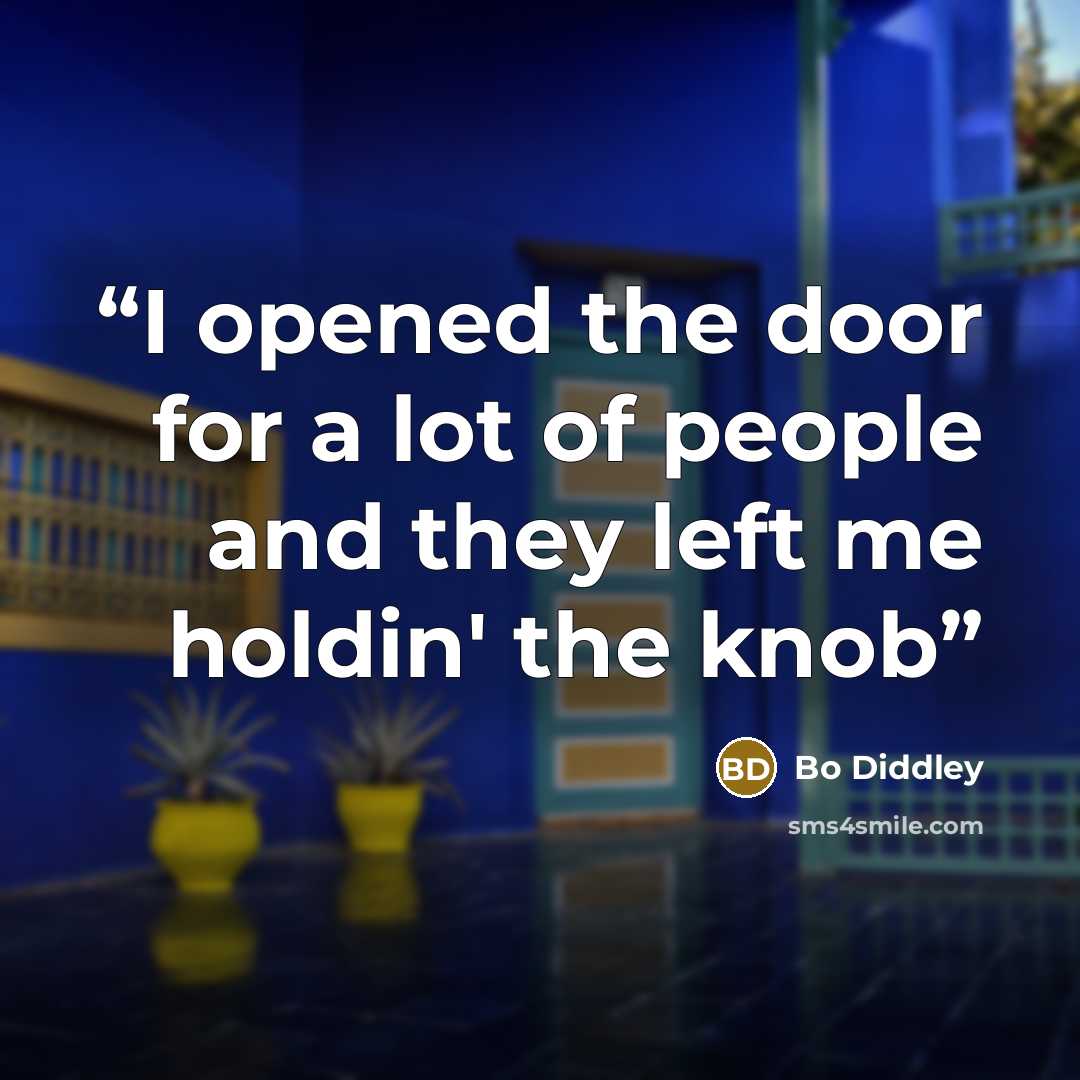 “I opened the door for a lot of people and they left me holdin' the knob” quote by Bo Diddley